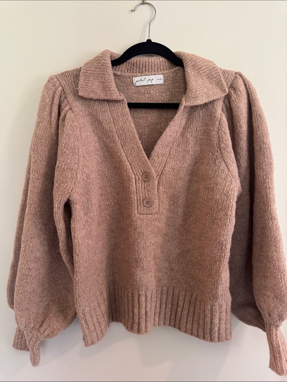 Petal & Pup Dusty Rose Collared V-Neck Sweater